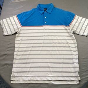 FootJoy Men’s XL Performance Golf Polo Stretch Active Shirt Blue/White/Black